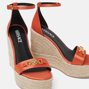 Versace Orange Espadrille Wedges